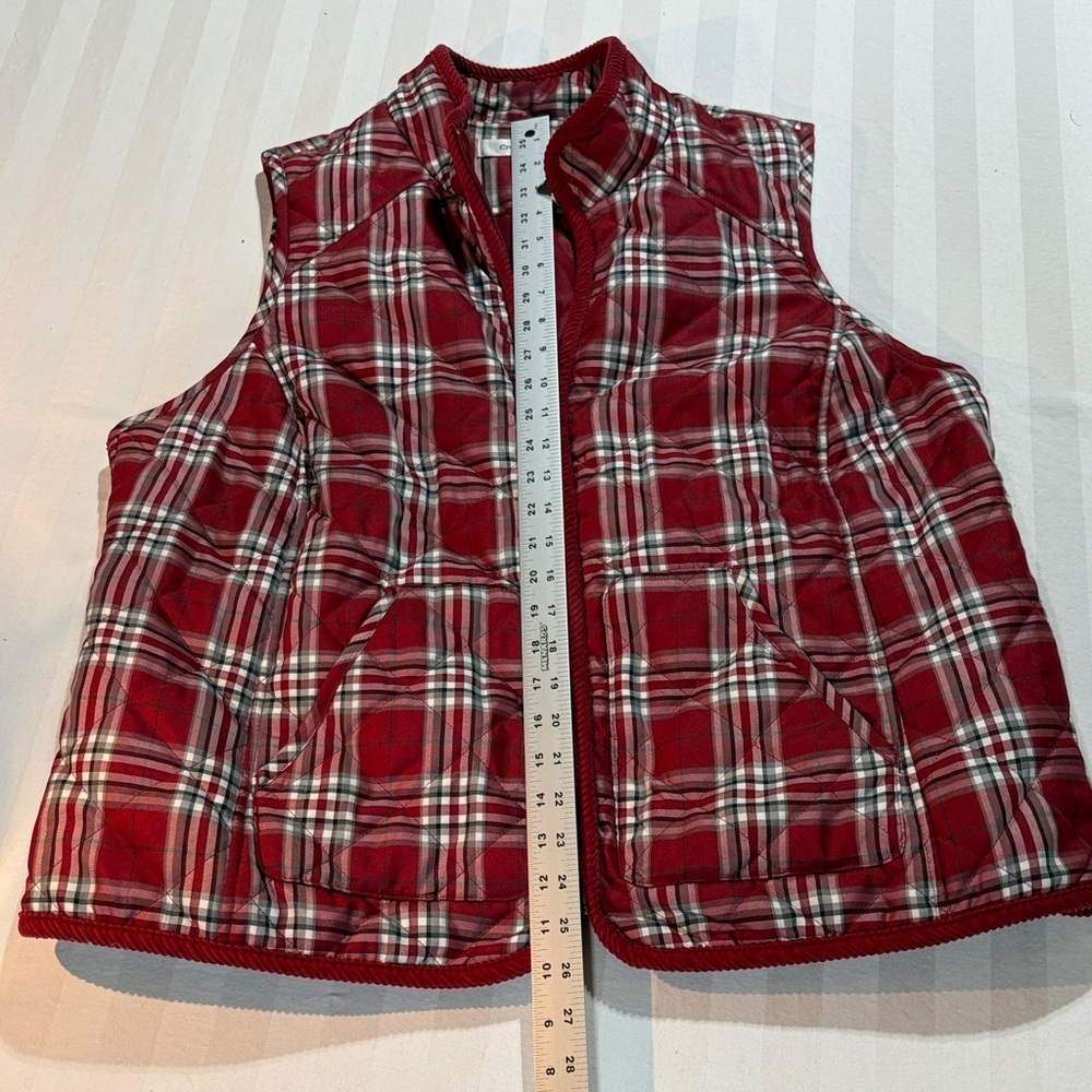 Croft & Barrow Red Plaid Puffer Jacket 1X Vest EUC pockets - Picture 12 of 13